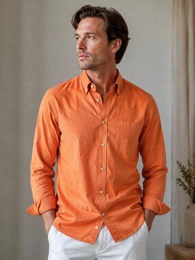 Sid Mashburn Shirt Orange Sz Large